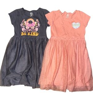 Wonder Nation Be Kind and Love Dress Set - Dark Gray and Peach